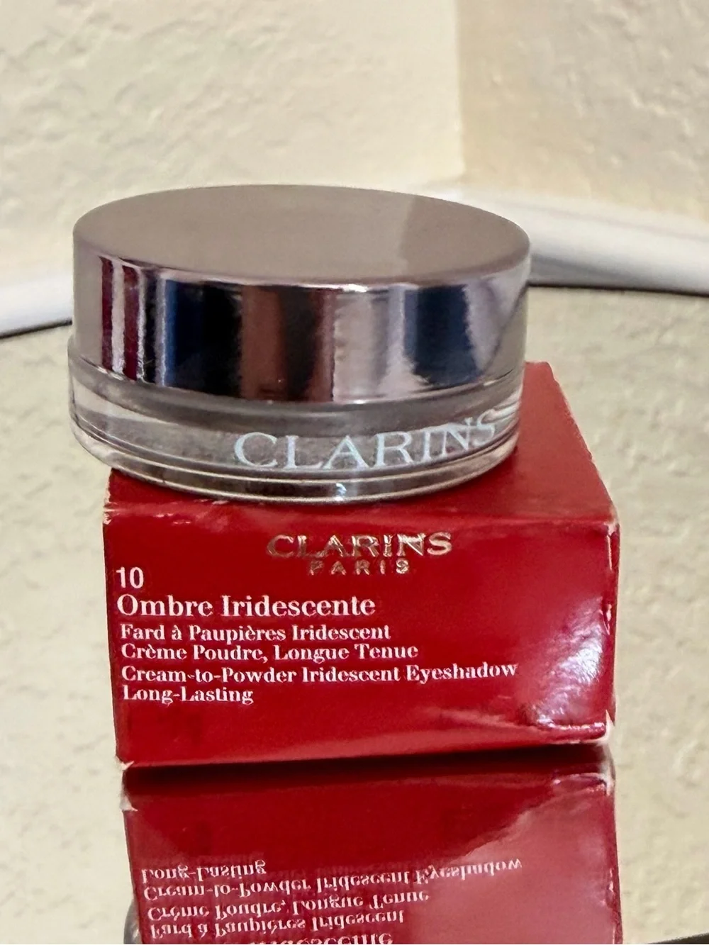 Clarins Ombre Iridescente Cream-to-Powder Eyeshadow Shade 10 Silver Grey